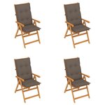 vidaXL Chaises de jardin 4 Pièces avec coussins taupe Bois de teck massif