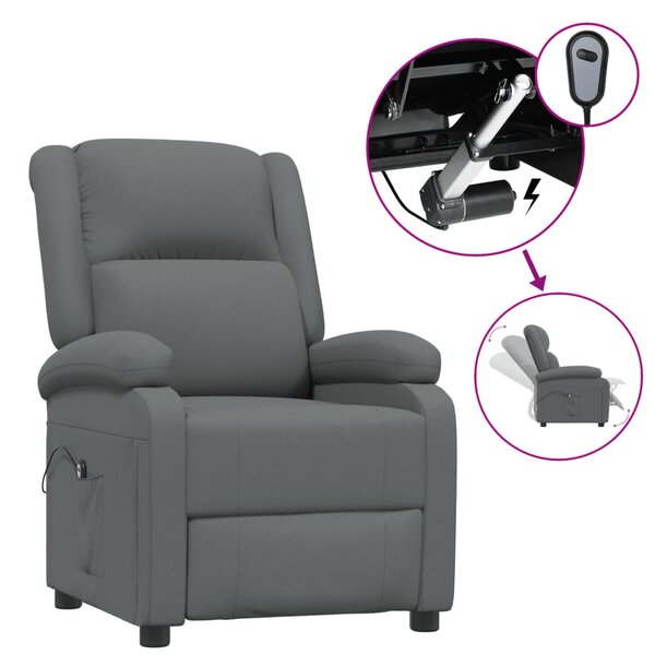 vidaXL Fauteuil inclinable électrique Gris foncé Tissu