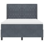 vidaXL Lit à ressorts avec matelas Gris foncé 160 x 200 cm Velours