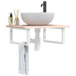 vidaXL Étagère de vasque murale acier et bois de chêne massif