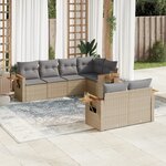 vidaXL Salon de jardin avec coussins 7 Pièces beige résine tressée