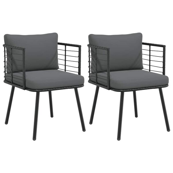 vidaXL Chaises de jardin lot de 2 avec coussins noir résine tressée