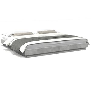 vidaXL Cadre de lit et lumières LED sans matelas gris béton 180x200 cm