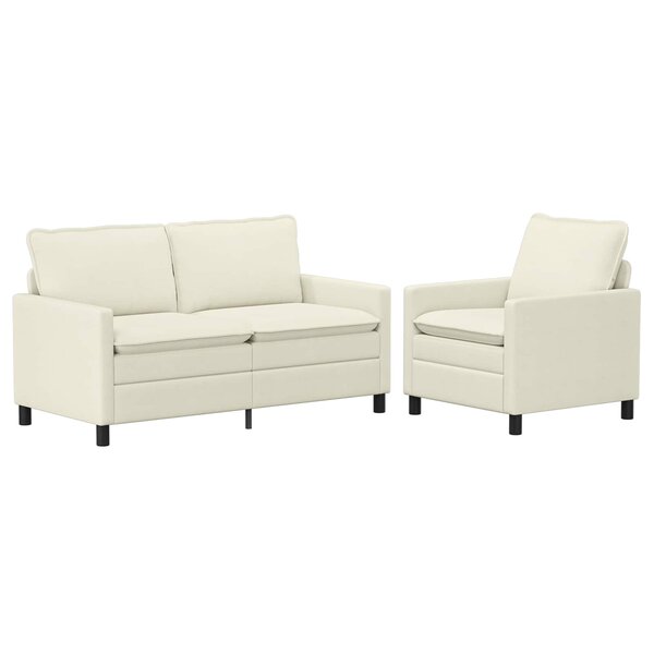 vidaXL Ensemble de Canapés 2 Pièces Crème Tissu