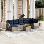 vidaXL Salon de jardin 8 Pièces avec coussins gris résine tressée