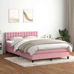 vidaXL Sommier à lattes de lit avec matelas rose 160x210 cm velours
