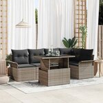 vidaXL Ensemble de canapé de jardin avec coussin 6 Pièces Gris Poly rotin