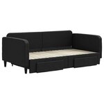 vidaXL Lit de jour avec gigogne et tiroirs noir 90x190 cm tissu