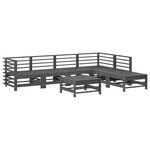 vidaXL Salon de jardin 7 Pièces avec coussins gris bois massif