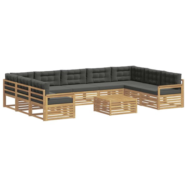 vidaXL Ensemble de canapés d'extérieur 10 Pièces Blanc et anthracite