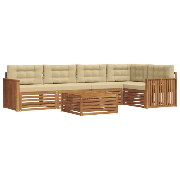 vidaXL Ensemble de canapés d'extérieur 6 pc Naturel et Beige