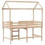 vidaXL Lit superposé et échelle et toit 90x200 cm bois de pin massif