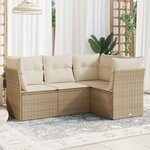 vidaXL Salon de jardin avec coussins 4 Pièces beige résine tressée