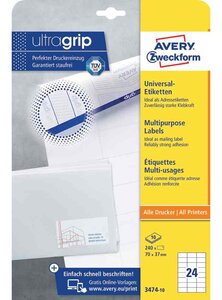 240 étiquettes multi-usages, 70 x 37 mm, blanc avery zweckform
