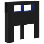 vidaXL Tête de lit LED avec étagère Chêne noir 100 x 18.5 x 103.5 cm