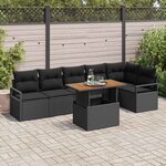vidaXL Ensemble de salle à manger pour jardin 7 Pièces Noir et Marron