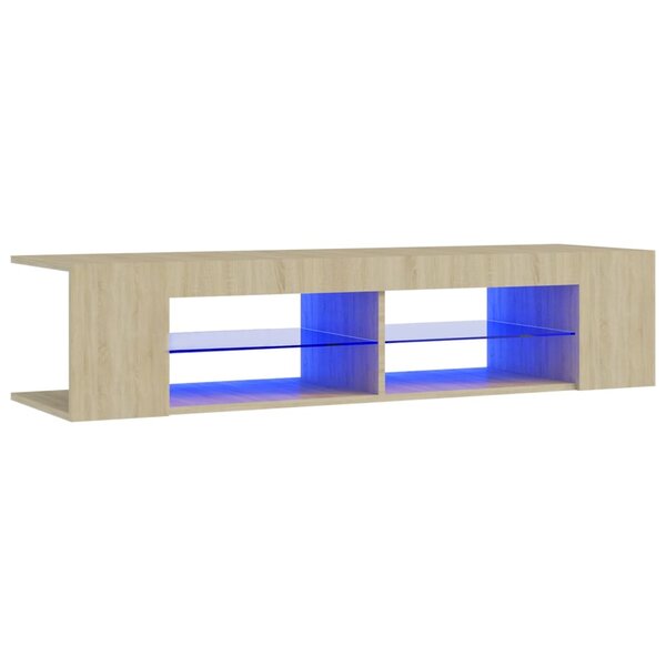 vidaXL Meuble TV avec lumières LED chêne sonoma 135x39x30 cm