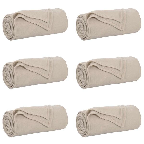 vidaXL Couvertures à jeter 6 Pièces Beige 170 x 130 cm Toison