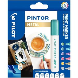 Pochette de 6 marqueurs pointe moyenne PILOT PINTOR métal
