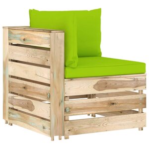 vidaXL Canapé d'angle sectionnel avec coussins Bois imprégné de vert