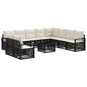 vidaXL Ensemble de canapé de jardin 11 Pièces Noir polyrotin