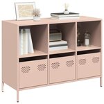 vidaXL Buffet rose 101 5x39x73 5 cm acier laminé à froid