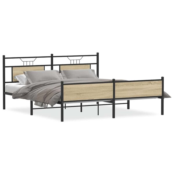 vidaXL Cadre de lit en métal sans matelas chêne sonoma 180x200 cm