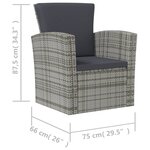vidaXL Salon de jardin 8 Pièces avec coussins résine tressée gris