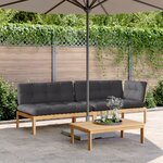 vidaXL Salon palette de jardin avec coussins 3Pièces bois d'acacia massif