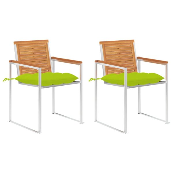 vidaXL Chaises de jardin avec coussins lot de 2 Acacia solide et acier