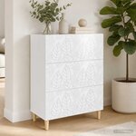 vidaXL Armoire à tiroirs Blanc brillant 66 x 34 5 x 90 cm