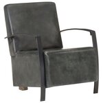 vidaXL Fauteuil Gris Cuir véritable