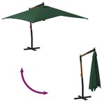 vidaXL Parasol de jardin en porte-à-faux avec mât en bois vert
