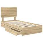 vidaXL Lit de Rangement Chêne Sonoma 100 x 200 cm Bois d'ingénierie