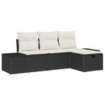 vidaXL Ensemble de Canapé de Jardin 4 Pièces avec Coussins Noir Poly Rattan
