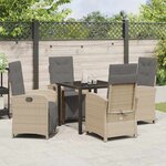 vidaXL Ensemble de salle à manger pour jardin 5 Pièces Beige polyrotin
