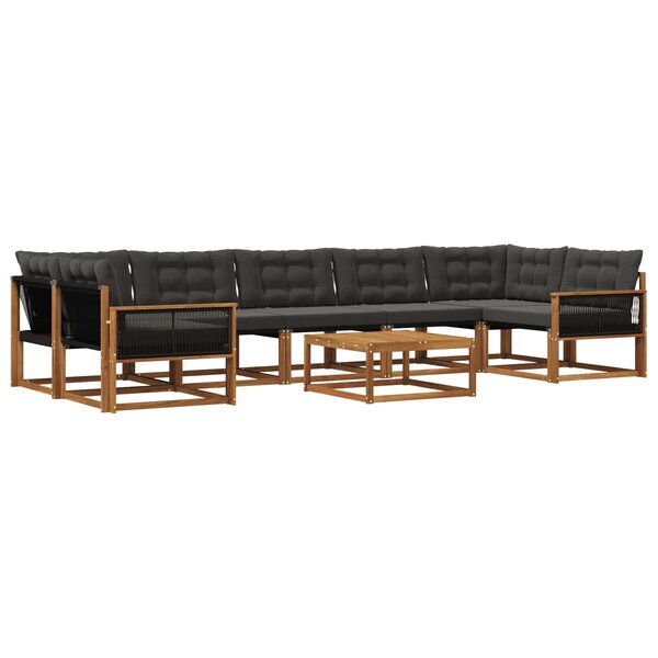 vidaXL Ensemble de canapés d'extérieur 8 Pièces Naturel et noir