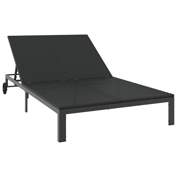 vidaXL Transat 2-personne Noir 115 x 206 x 75cm polyrotin