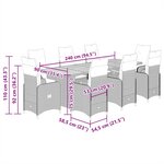 vidaXL Ensemble de bistro de jardin 9 Pièces coussins noir poly rotin