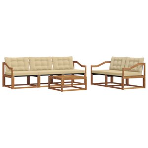vidaXL Ensemble de canapés d'extérieur 6 Pièces Naturel et Beige