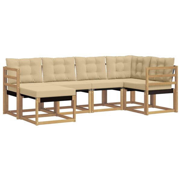 vidaXL Ensemble de canapés d'extérieur 6 pc Blanc et Beige