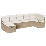 vidaXL Ensemble de canapé de jardin 7 Pièces Beige Poly rotin
