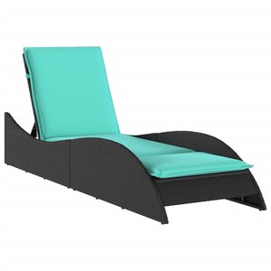 vidaXL Chaise longue avec coussin Noir 60x205x73 cm Résine tressée