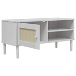 vidaXL Meuble TV SENJA aspect rotin blanc 106x40x49cm bois massif pin
