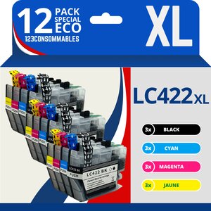 LC422 XL - Pack 12 cartouches compatibles Brother MFC-J5340DW J5740DW