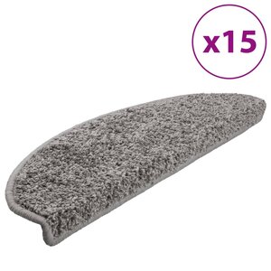 vidaXL Tapis d'escalier 15 pièces 65 x 21 x 4 cm Gris Demi-rond Grand