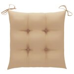 vidaXL Chaises de jardin et coussins beige lot de 4 Bois teck massif