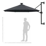 vidaXL Parasol mural de jardin avec LED 300 cm anthracite