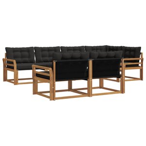 vidaXL Ensemble de canapés d'extérieur 7 pc Naturel et noir
