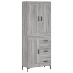 vidaXL Buffet haut Sonoma gris 69 5x34x180 cm Bois d'ingénierie